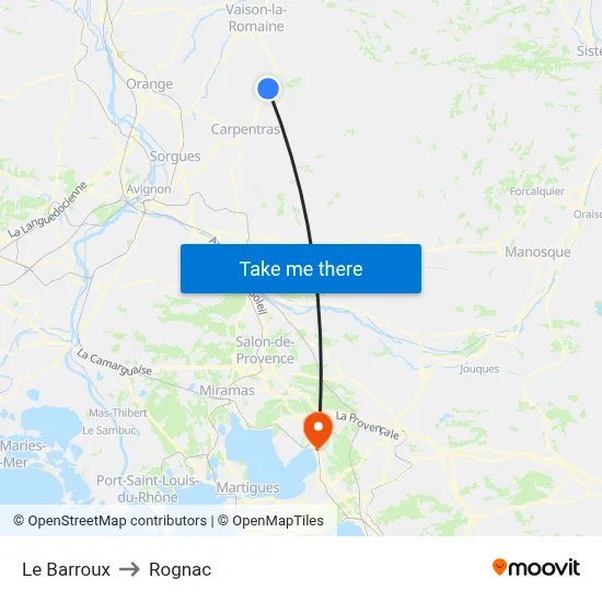 Le Barroux to Rognac map