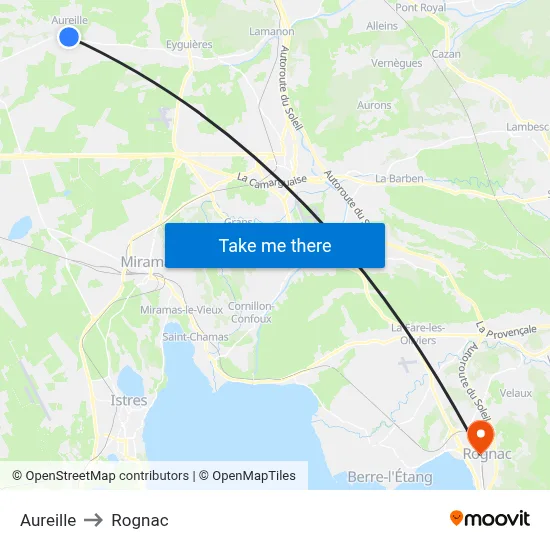 Aureille to Rognac map