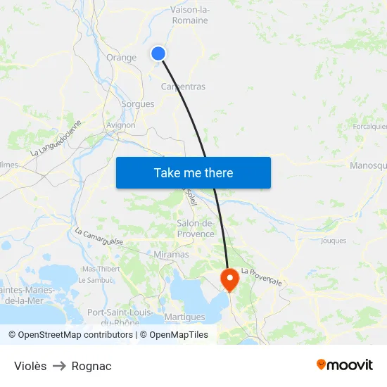 Violès to Rognac map