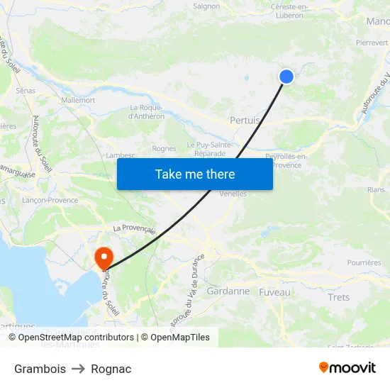 Grambois to Rognac map