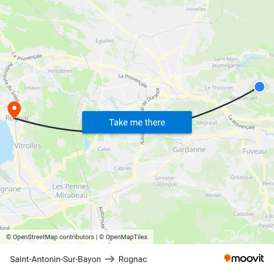 Saint-Antonin-Sur-Bayon to Rognac map