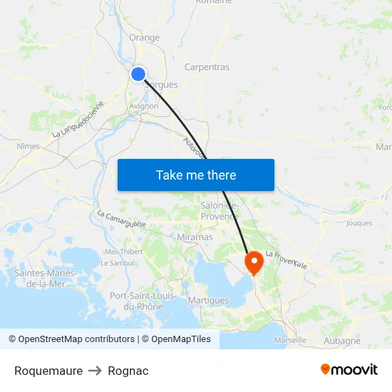 Roquemaure to Rognac map