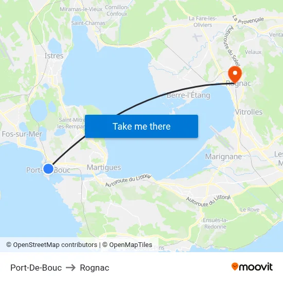 Port-De-Bouc to Rognac map