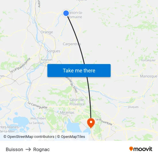 Buisson to Rognac map