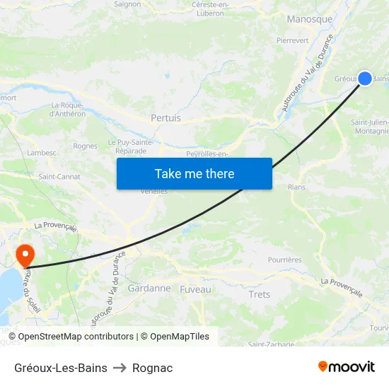 Gréoux-Les-Bains to Rognac map