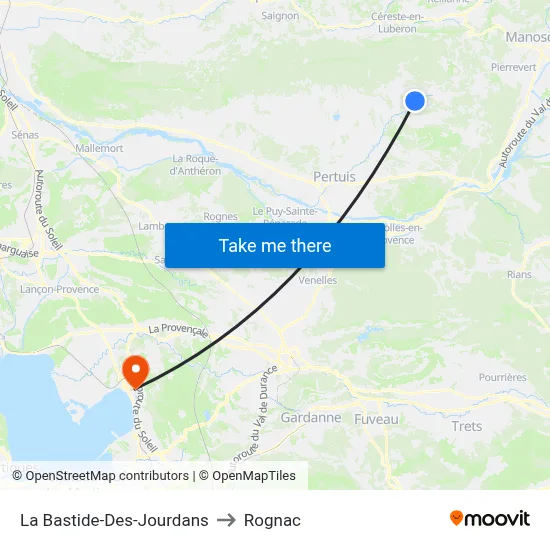 La Bastide-Des-Jourdans to Rognac map