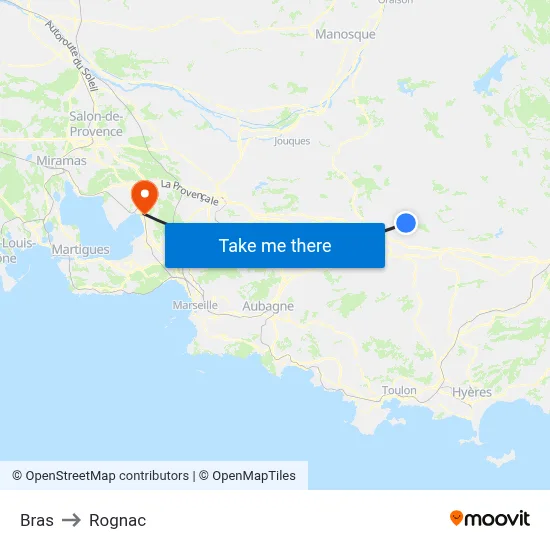 Bras to Rognac map