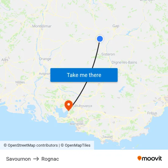 Savournon to Rognac map