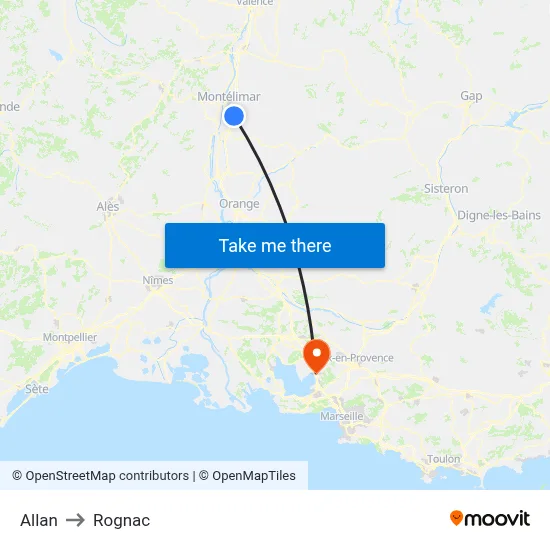 Allan to Rognac map