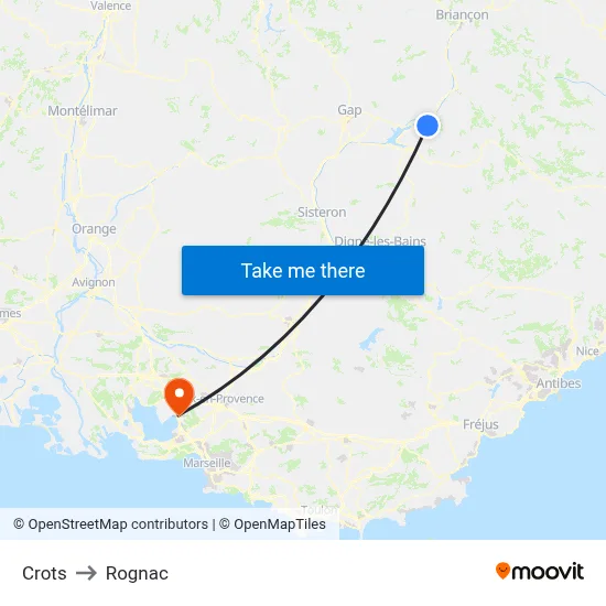 Crots to Rognac map