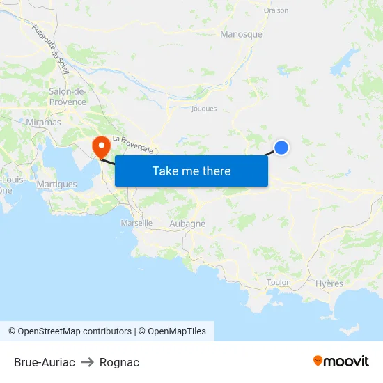 Brue-Auriac to Rognac map
