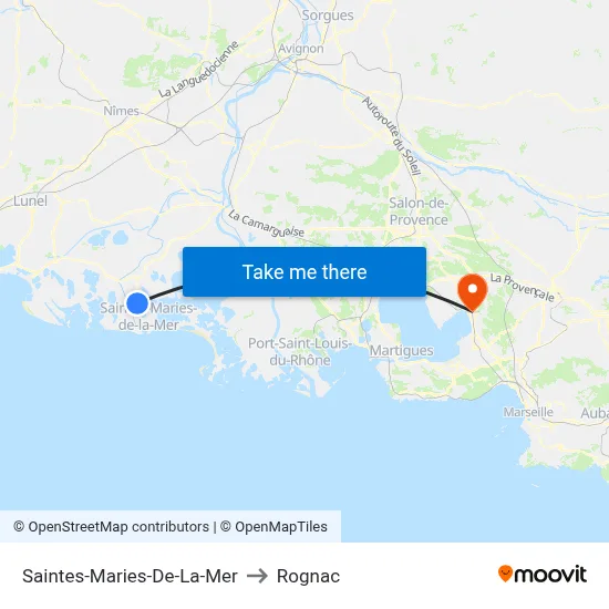 Saintes-Maries-De-La-Mer to Rognac map