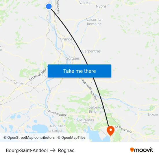 Bourg-Saint-Andéol to Rognac map