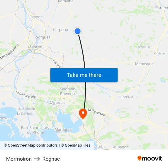 Mormoiron to Rognac map