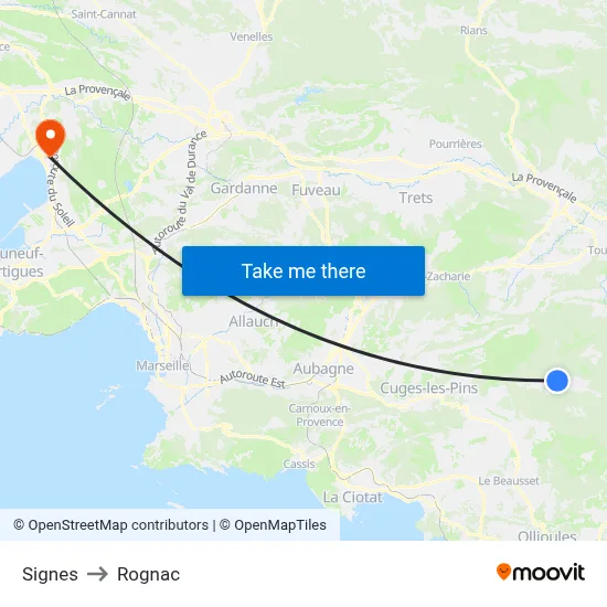 Signes to Rognac map