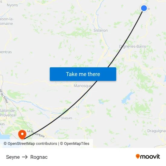 Seyne to Rognac map