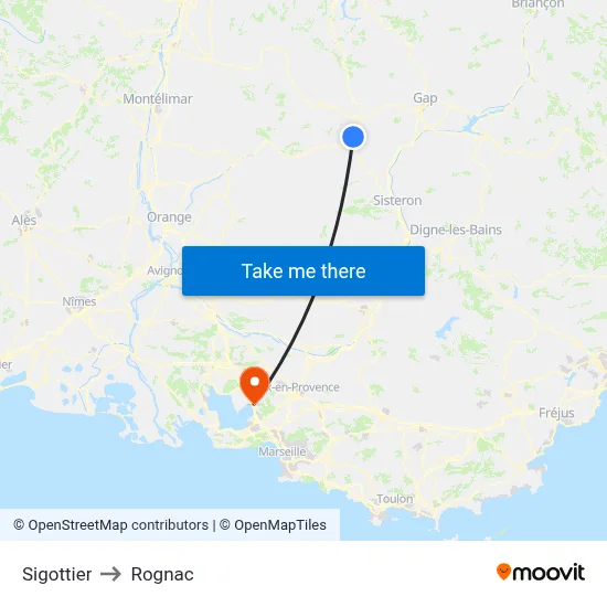 Sigottier to Rognac map