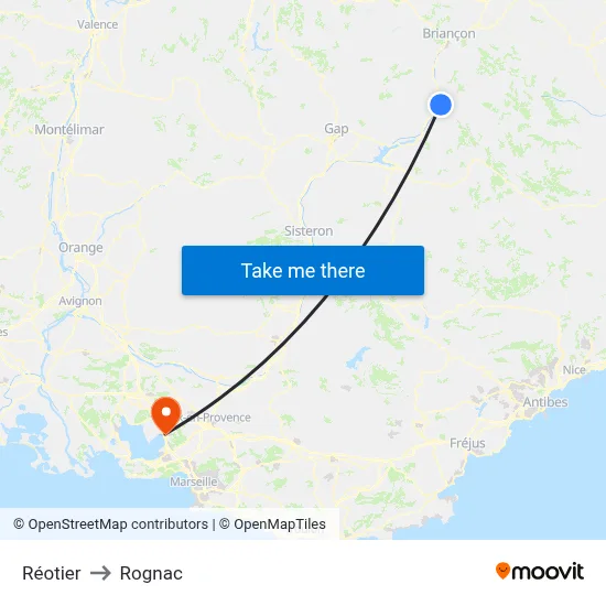 Réotier to Rognac map