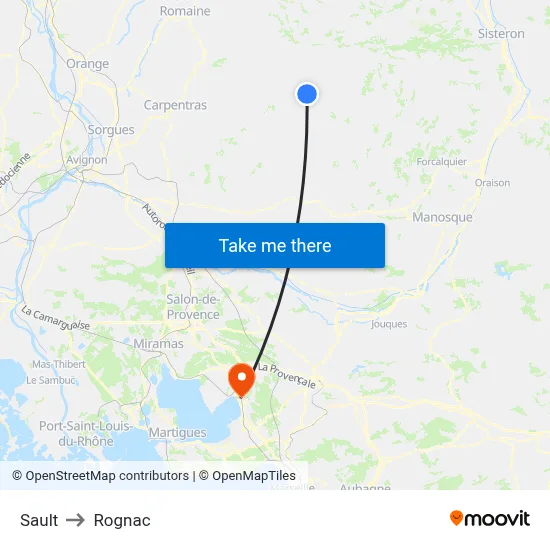 Sault to Rognac map