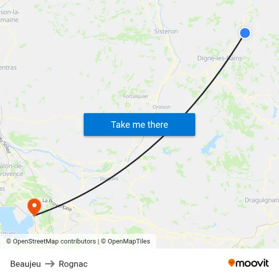 Beaujeu to Rognac map