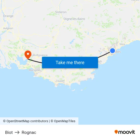 Biot to Rognac map