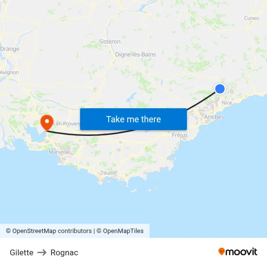 Gilette to Rognac map