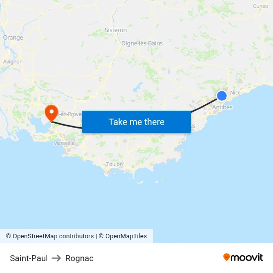 Saint-Paul to Rognac map