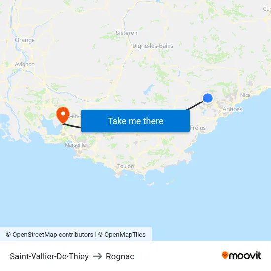 Saint-Vallier-De-Thiey to Rognac map