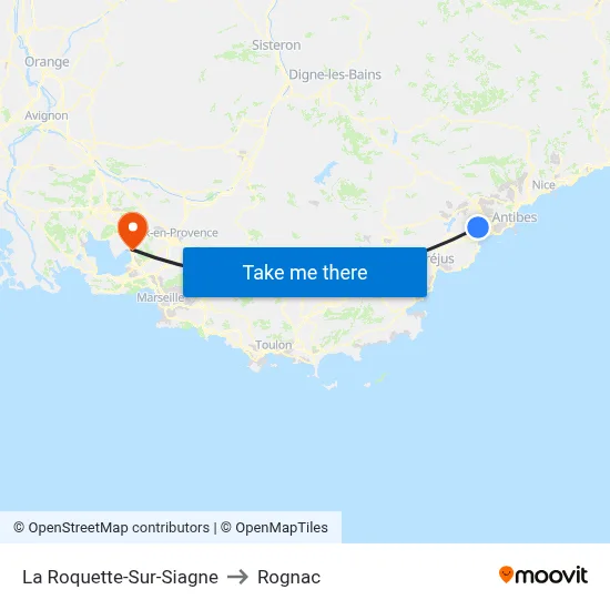 La Roquette-Sur-Siagne to Rognac map