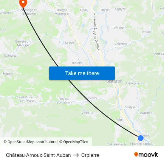 Château-Arnoux-Saint-Auban to Orpierre map