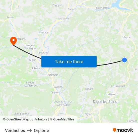 Verdaches to Orpierre map