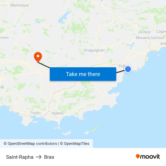 Saint-Rapha to Bras map