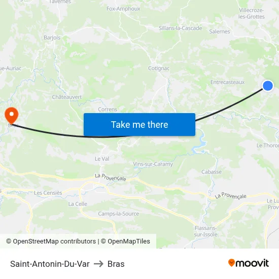 Saint-Antonin-Du-Var to Bras map