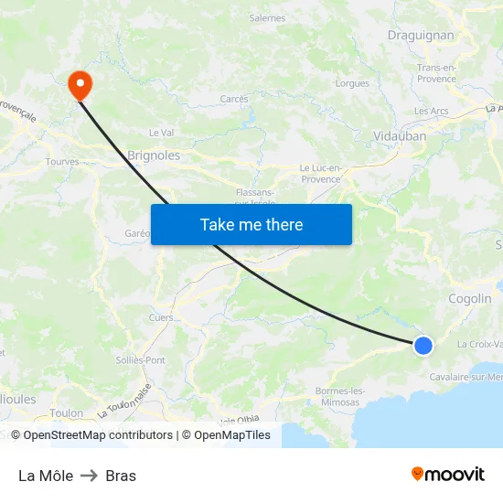 La Môle to Bras map