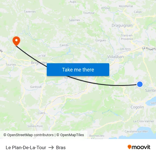 Le Plan-De-La-Tour to Bras map