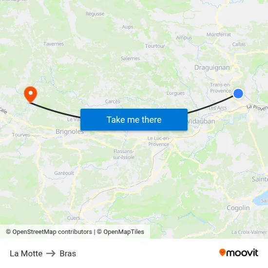 La Motte to Bras map