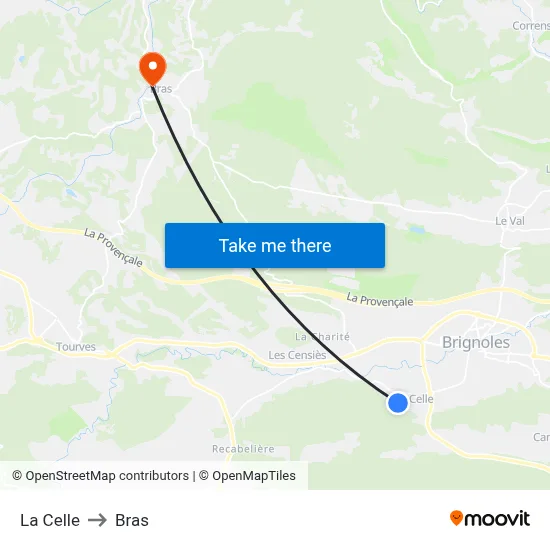 La Celle to Bras map