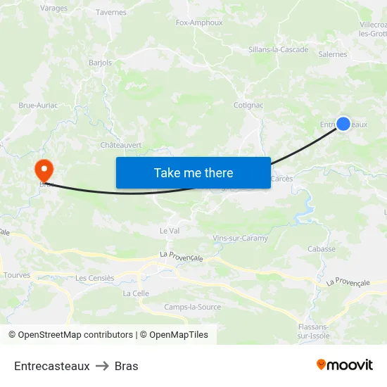 Entrecasteaux to Bras map