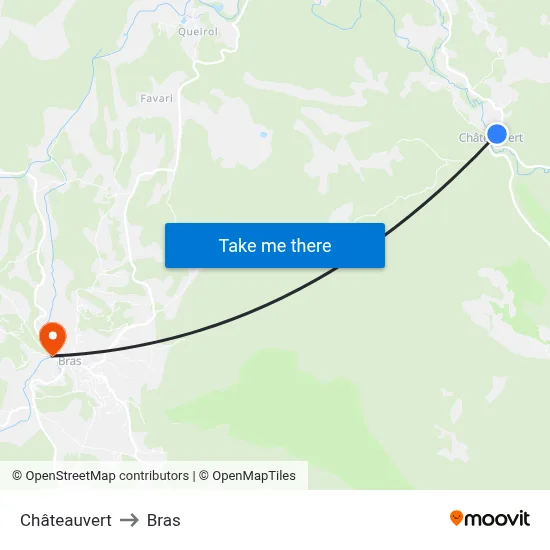Châteauvert to Bras map