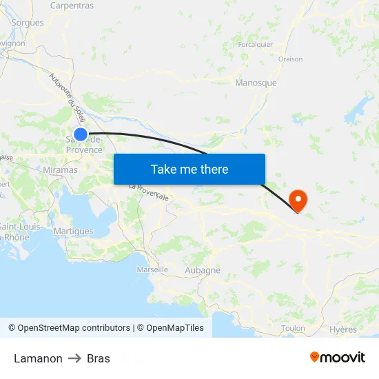 Lamanon to Bras map