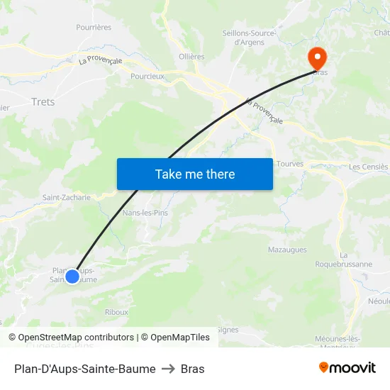 Plan-D'Aups-Sainte-Baume to Bras map