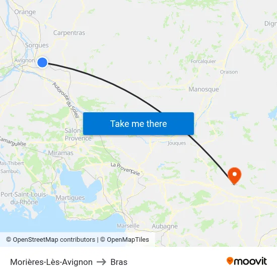 Morières-Lès-Avignon to Bras map