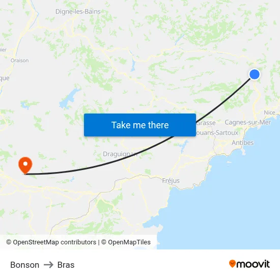 Bonson to Bras map
