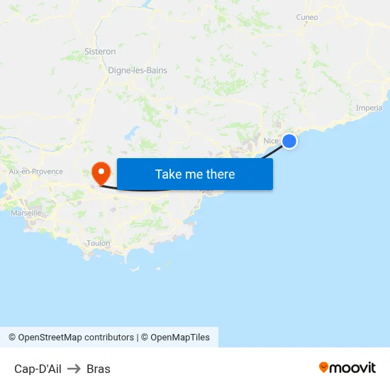 Cap-D'Ail to Bras map