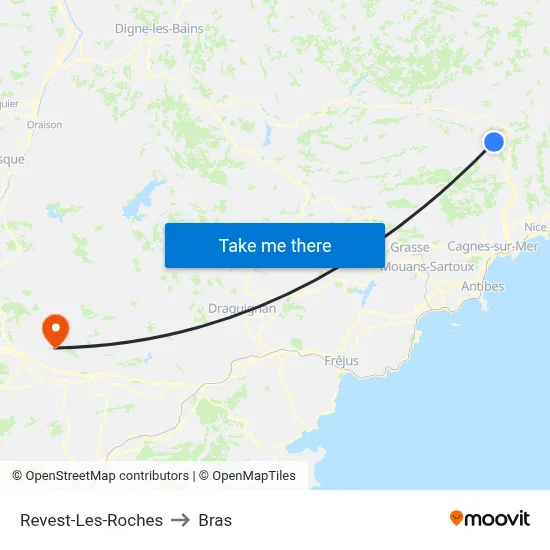 Revest-Les-Roches to Bras map