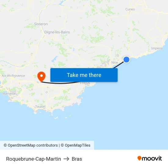 Roquebrune-Cap-Martin to Bras map