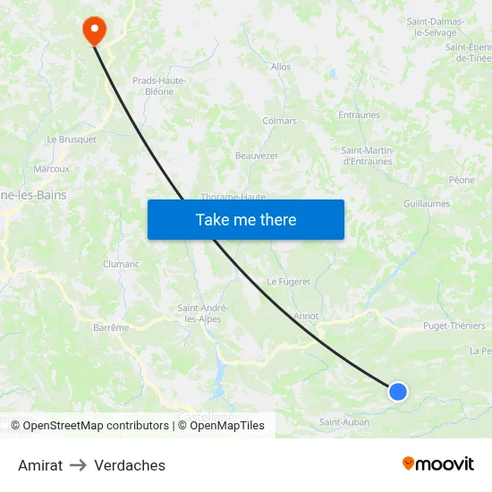Amirat to Verdaches map