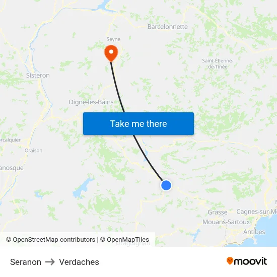 Seranon to Verdaches map