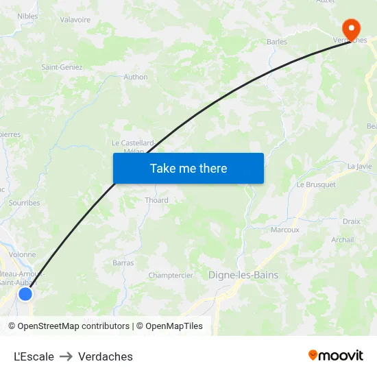 L'Escale to Verdaches map