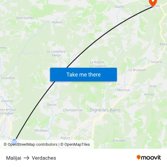 Malijai to Verdaches map